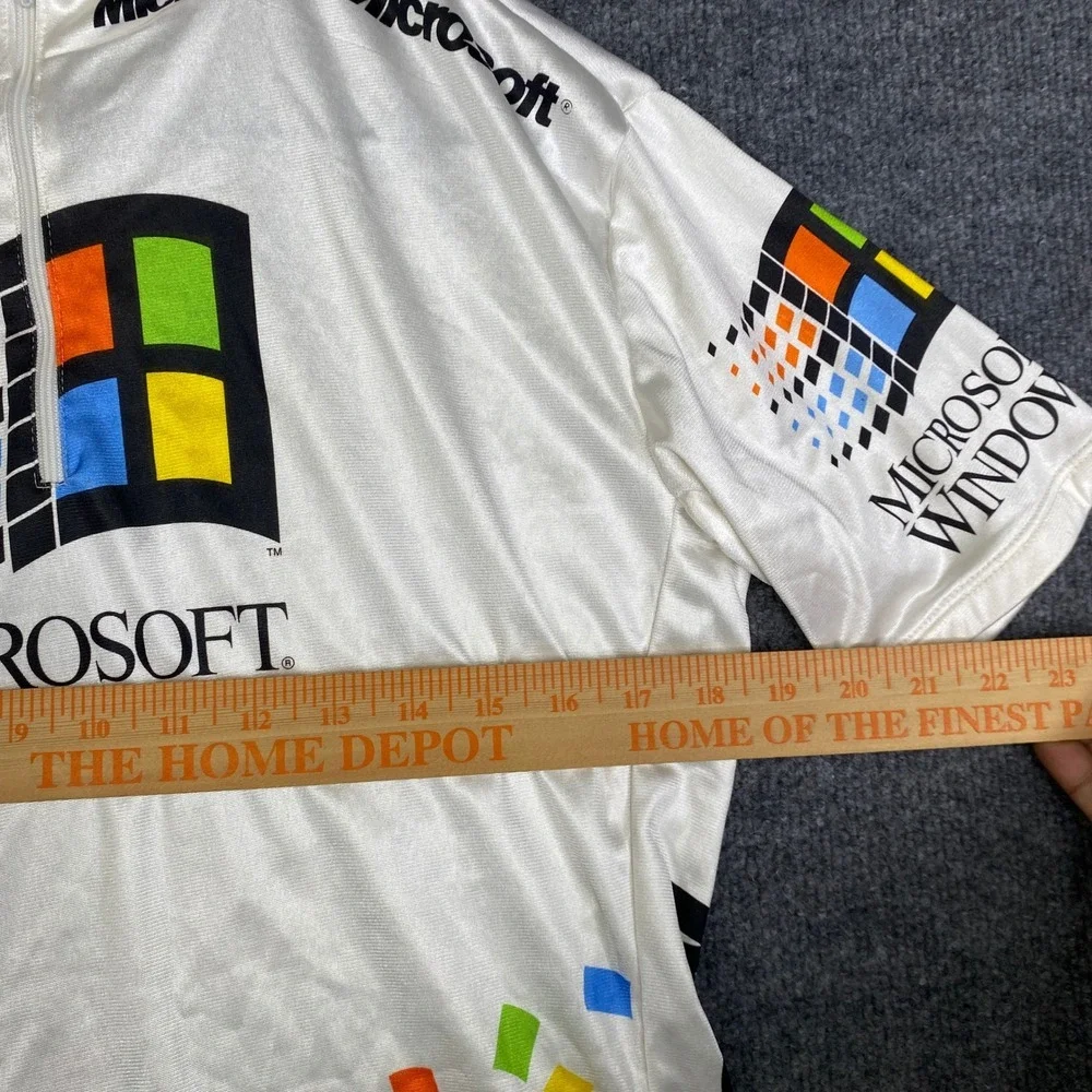 Vintage Microsoft Windows Cycling Jersey Blik Mens Medium White Tech Promo 90s